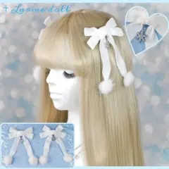 【受注生産】《☥》スノーホワイトリボンヘアクリップ