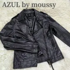 【美品】AZULbymoussy ダブルライダースジャケット ラムレザー 羊革