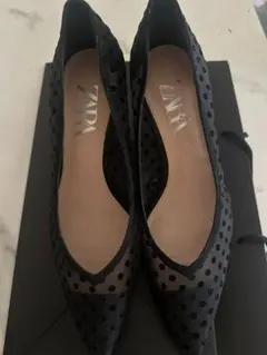 ZARA ドット柄 ブラック ハイヒールパンプス