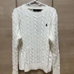 ラルフローレン　ケーブルニット　刺繍ロゴ　現行QRタグ 美品 サイズM