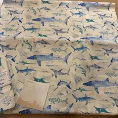 布　生地　サメ　エイ　魚　海　柄　2点セット　ハンドメイド