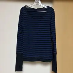 レディースロングTシャツ　長袖　ストライプシャツchouette