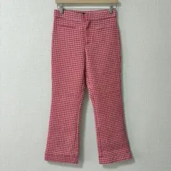 ZARA 赤と白の　ギンガムチェック パンツ Mサイズ