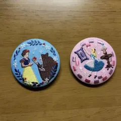ディズニー　刺繍缶バッジ　2個セット