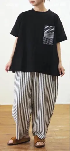 ジャーナルスタンダードラックス リネンドット ヴィラパンツブラック