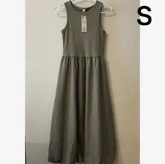 ▪️新品・未使用▪️ バブルヘムワンピース（ノースリーブ）　オリーブ　Ｓ　GU
