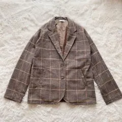 ツーピンク　テーラードジャケット　ブラウン系　千鳥格子　Lサイズ　チェック