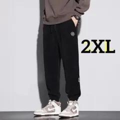 メンズ　ジョガーパンツ リブパンツ　コーデュロイ　2XL 3L 黒　ブラック