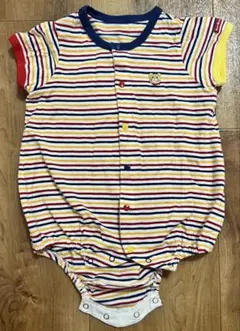ミキハウス ホットビスケッツ ストライプロンパース