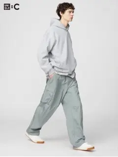 UNIQLO C ワイドフィットカーゴパンツ　ナイロン　グリーン　2025 L