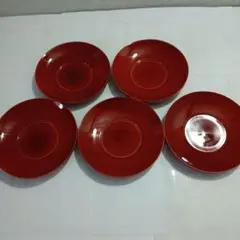 茶托 5枚セット 朱塗り 漆器