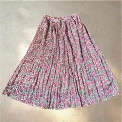 インデックス INDEXプリーツスカート 花柄 パープル 膝下 M