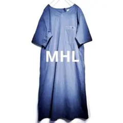 MHL. マーガレットハウエル　濃紺　ワンピース　コットンリネン　大きめS