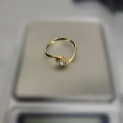K18♡Pt900♡コンビ♡カラーストーン♡アクアマリン♡リング♡1.90g 