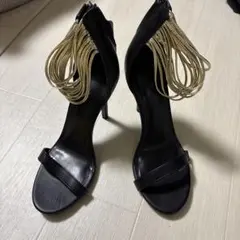 ブラックオープントゥハイヒール