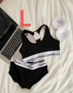 Calvin Klein 黒ブラジャーショーツセット L