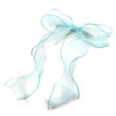 ミントグリーンの垂れビッグリボンバレッタ