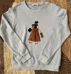 familiar ファミリア トレーナー　160 ガール 刺繍 ライトブルー