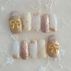 現品❤フレンチガーリー ニュアンス マグネット ショートバレリーナネイルチップ