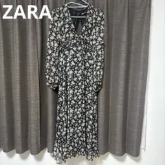 花柄 Vネック マキシワンピース