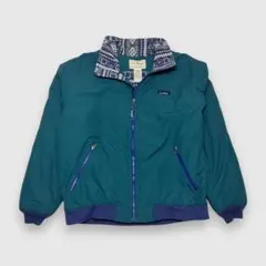 人気柄・ 상태좋음 L.L.Bean 裏地総柄フリース ウォームアップジャケット