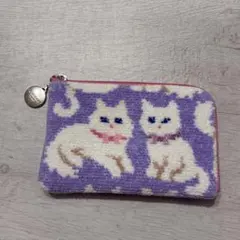 フェイラー モフモフネコチャン L字ポーチ ペールパープル