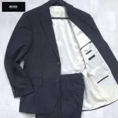 HUGOBOSS super140 スーツ ストライプ ダークグレー 48