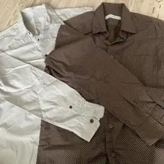 【2枚】グリーンレーベルリラクシング　カジュアルシャツ　ワイシャツ S ドット