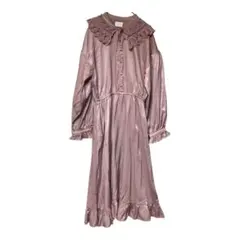 merry jenny クロシェカラーサテンワンピース くすみパープル F