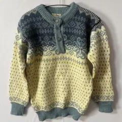 L.L.Bean【L】 ボタン付きセーター アイボリー・水色エルエルビーン