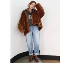 Ungrid　フェイクファーコート　アウター　ブラウン　Sサイズ