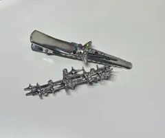 個性的 ヘアピン 二個 星きらきらモチーフ スターキュービックヘアピンモチーフ