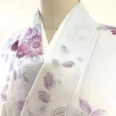 6k1353 着物 袷 小紋 紫 白 花柄 和装 - メルカリ
