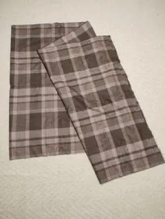 【底値】チェック柄 布地 140×258cm 738g 茶色 ブラウン