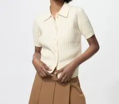 ユニクロ　リブポロカーディガン　白　Sサイズ　新品未使用