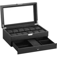 時計ケース 12本 収納 腕時計 ジュエリーボックス 2段式 鍵付き