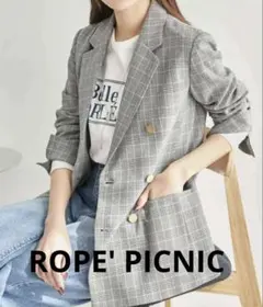 ロペピクニック テーラードジャケット ダブル 金釦 チェック 40