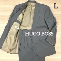 美品✨ヒューゴボス カジュアルスーツ セットアップ 絹 グレー 水色 高級 L