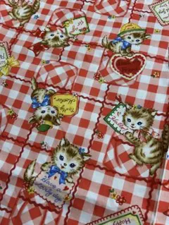 レア生地♡ Dearlittleworld 猫柄 キルトゲイト レトロアニマル