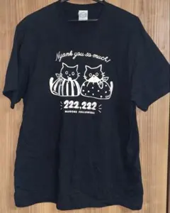 藤あや子さん man One Land. 猫プリント 半袖Tシャツ ブラック L