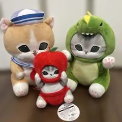 モフサンドぬいぐるみ３匹りんご　かいじゅうにゃん　セーラーにゃん