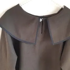 ハンドメイド☆[Lくらい]暖かいウール両面起毛丸襟プルオーバー　前後着用可能