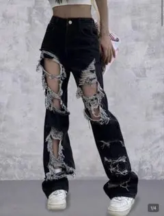 SHEIN ダメージストレートジーンズ S