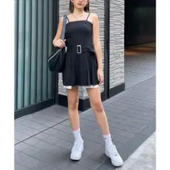 SPIRALGIRLキャミソール ブラックミニワンピース ベルト付き