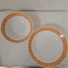 ⑧★1200円にしました★ノリタケ オレンジ装飾の食器2枚 (中古) レトロ