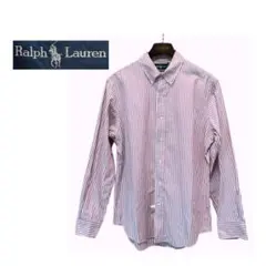 クリーニング済【 RALPH LAUREN】ストライプシャツ　ボタンダウン　LL