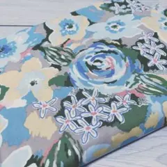 ハンドメイド 素材 約1.6m 花柄プリント生地 ブルー系 綿100% 未使用品