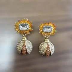 ひまわりデザイン ゴールドピアス