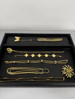 メッキアクセサリー　フラワー　チェーン　ゴールド　ネックレス　ブレス　ブローチ