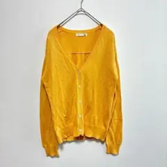 サマンサモスモス　綿100%　カーディガン　長袖　黄色　Vネック　春秋　コットン